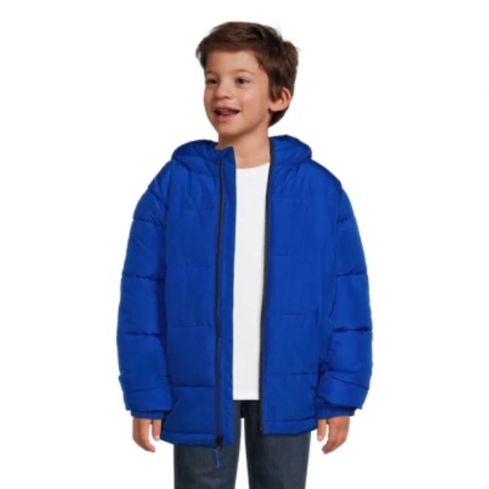 SWISS TECH Blue Hooded Puffer Jacket Blue Parka Youth Size Medium 8 Winter